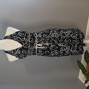 Jodi Kristopher Vintage Pullover Black and White Halter Dress - Size L